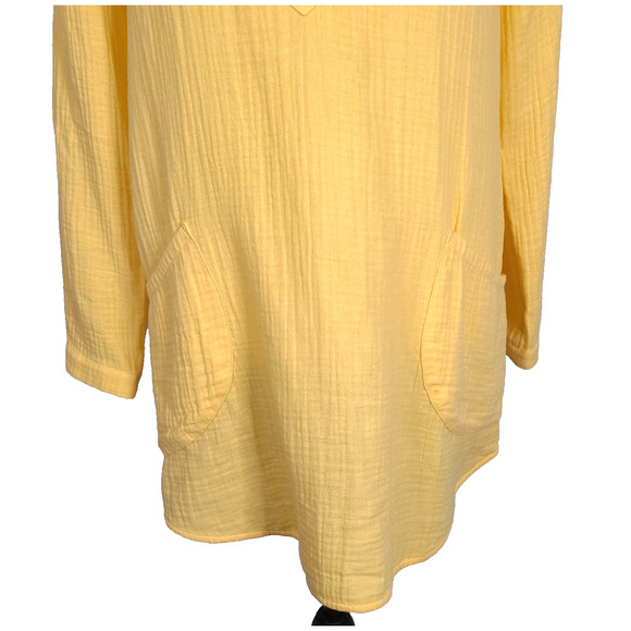 SOFT SURROUNDINGS Santorini Gauze Pullover Tunic Top Butter Yellow Small Cotton - Picture 5 of 10